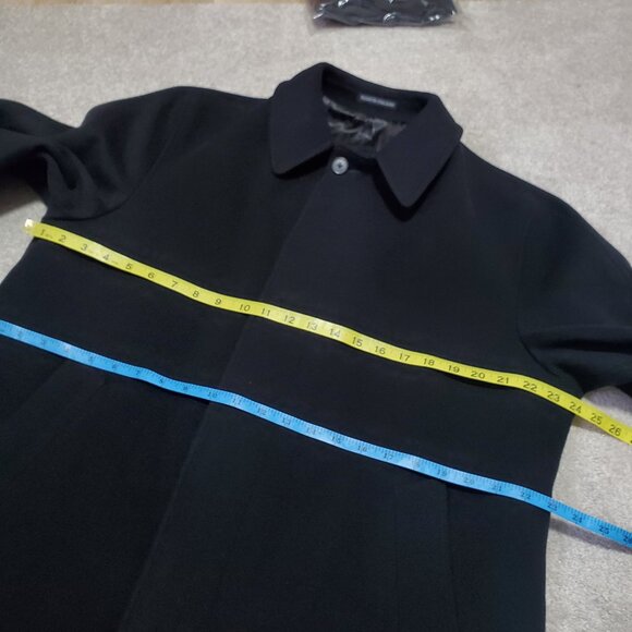 DIESSE Vintage Cashmere Wool Blend Duster Pea Coat Trench Jacket Black Womens XL - Picture 14 of 16